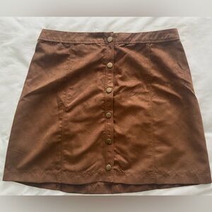 Hollister Brown Faux Suede Button-Down Mini Skirt - Size 7 NWT